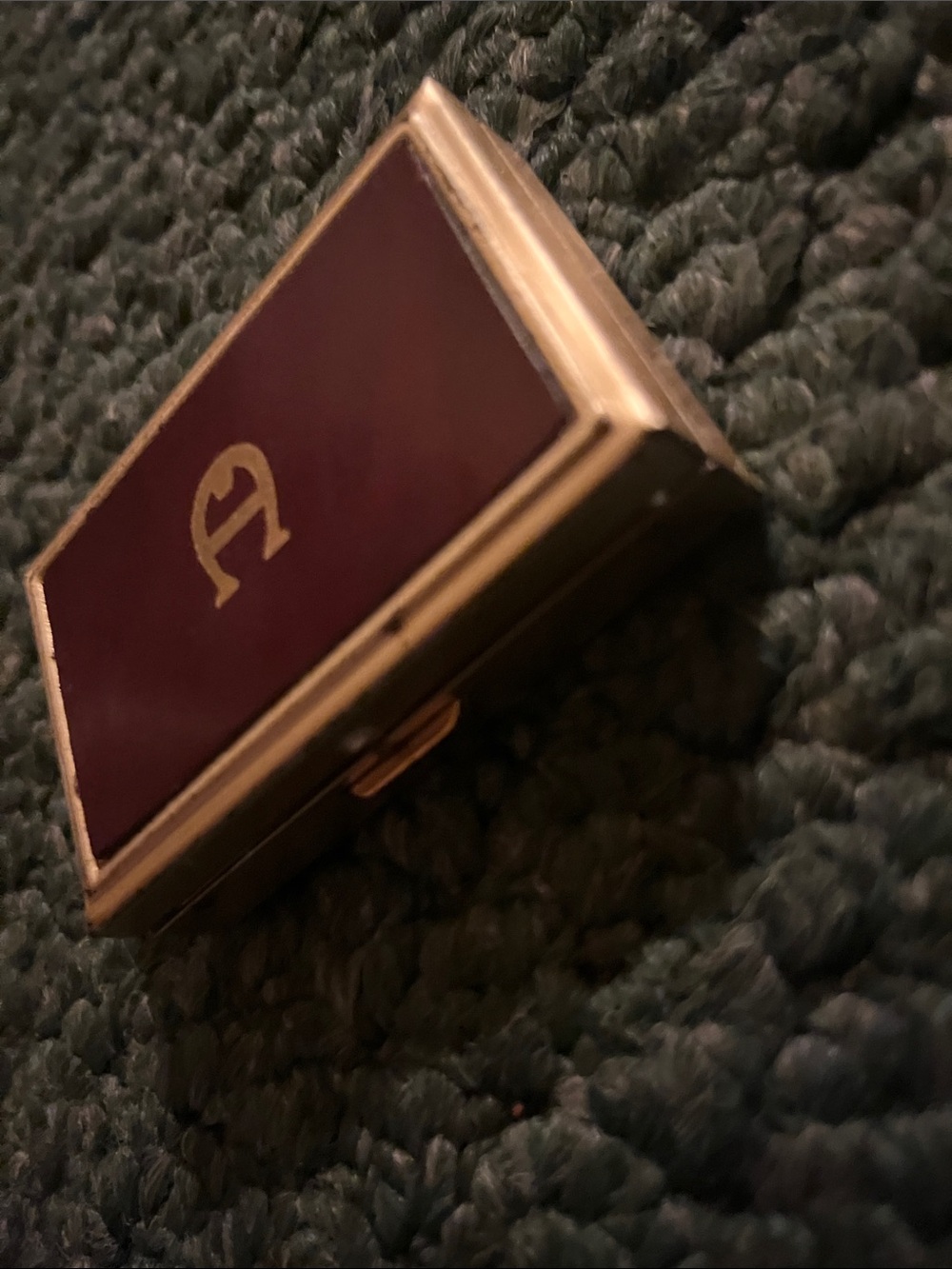 Luxury VINTAGE Burgundy Compact Case with Gold Accent